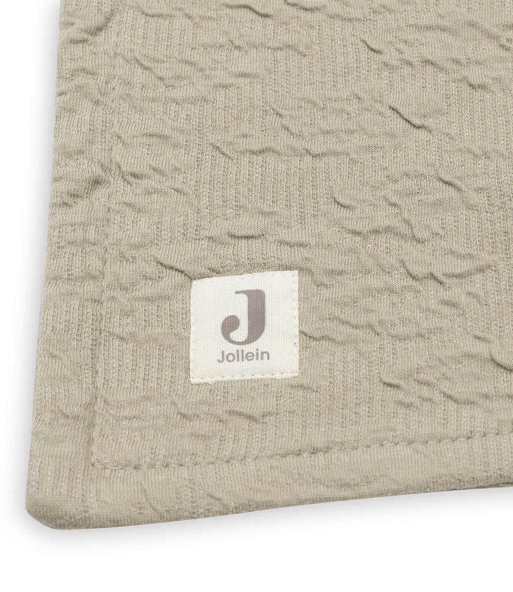 Babydeken geborduurd // Soft waves velvet - olive green
