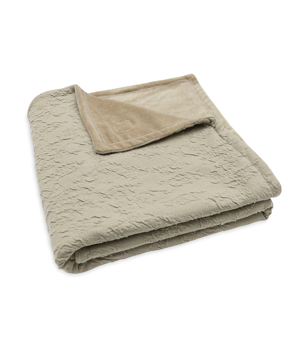 Babydeken geborduurd // Soft waves velvet - olive green