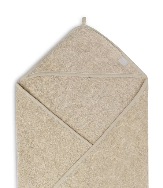 Badcape 75x75cm badstof geborduurd // Nougat