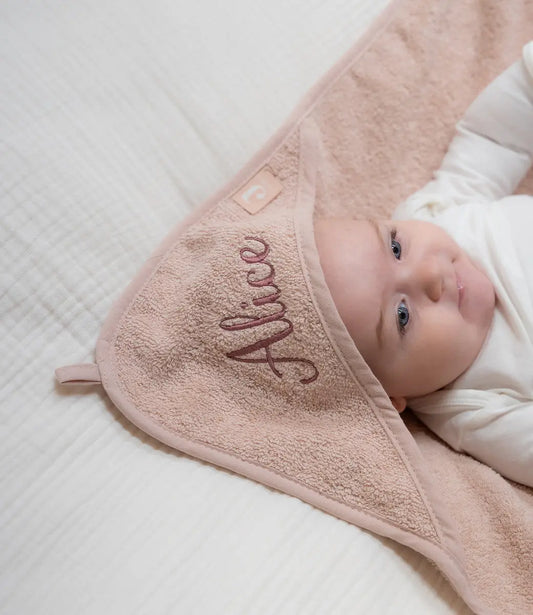 Badcape 75x75cm badstof geborduurd // Wild rose Jollein