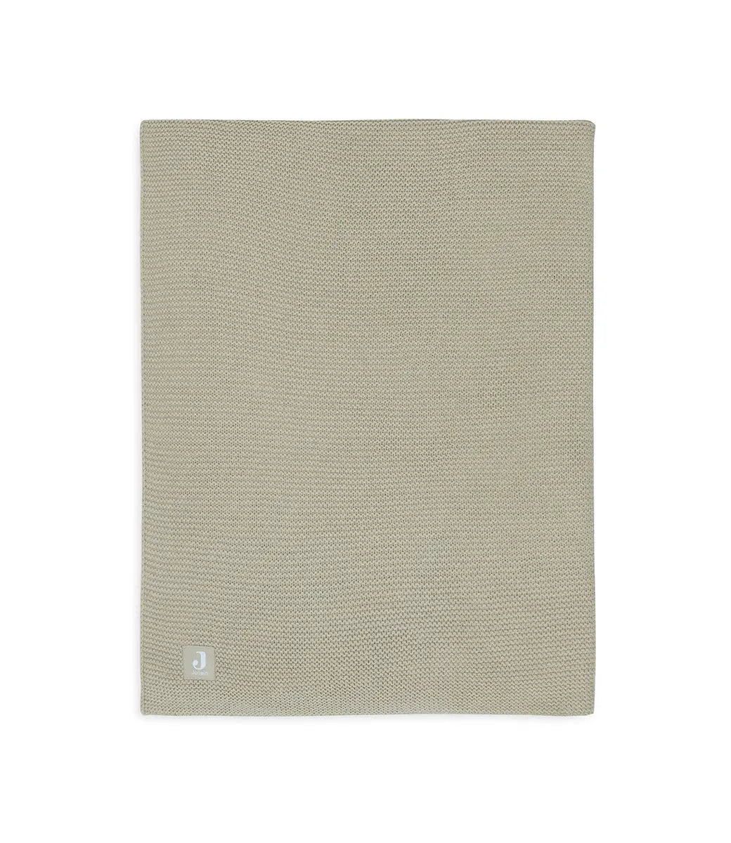 Babydeken incl. naam borduren // Basic knit - Olive green Jollein