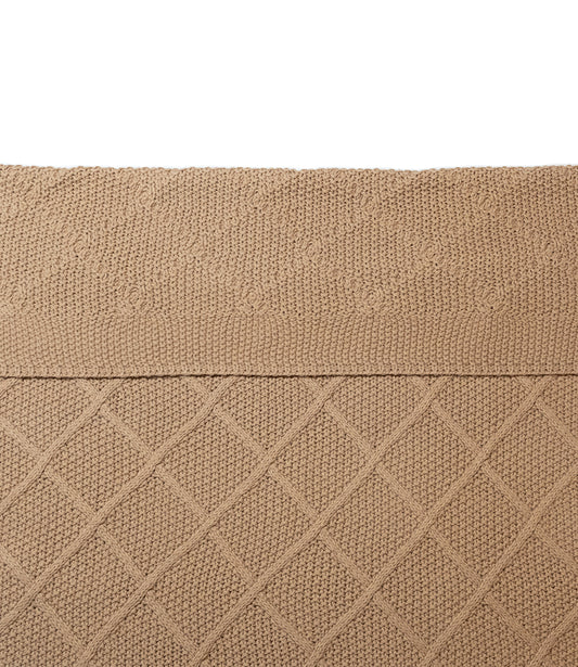 Check knit deken - biscuit