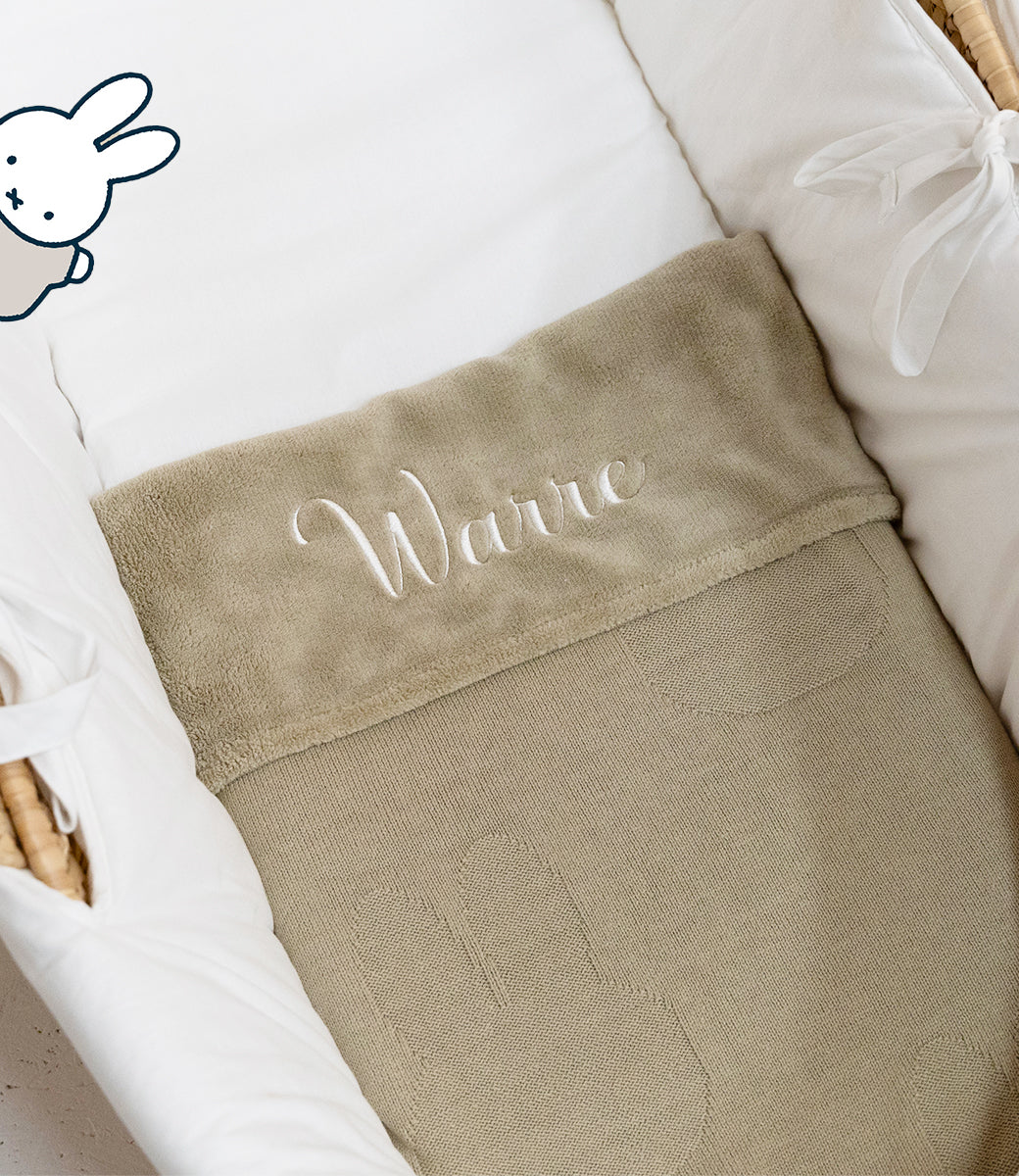 Nijntje winter deken incl. naam borduren // knit fleece - olive green