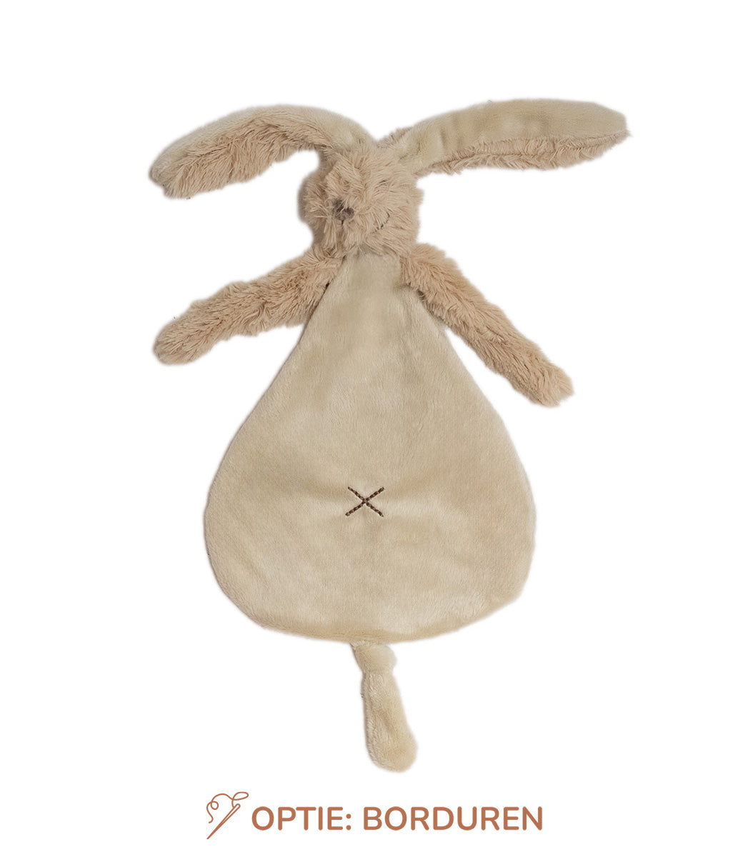 Happy Horse knuffeldoekje Rabbit Richie in beige, geborduurd met de
naam van je baby. Zacht konijntje met flaporen. Wasbaar op 30 graden.