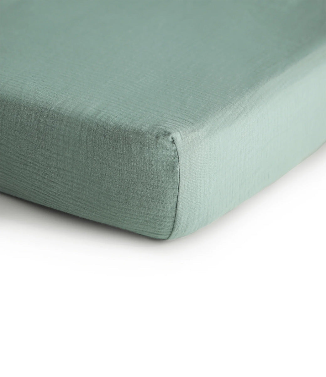 Muslin hoeslaken - Roman green