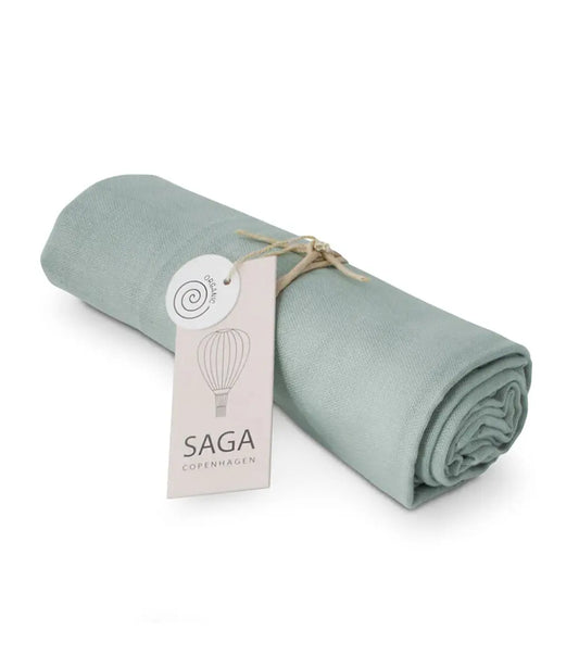 Hydrofiele doek // Dusty green - geborduurd met naam SAGA Copenhagen