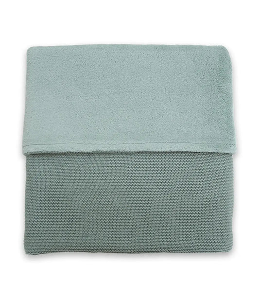 Winter deken incl. naam borduren // fleece basic knit - Forest green Jollein