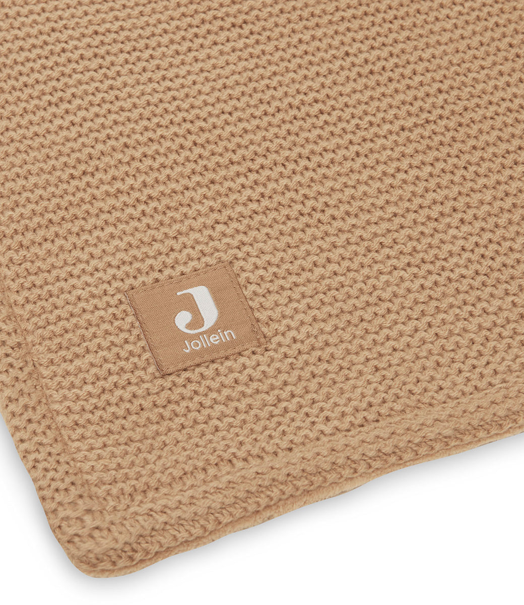 Winter deken incl. naam borduren // fleece basic knit - Biscuit