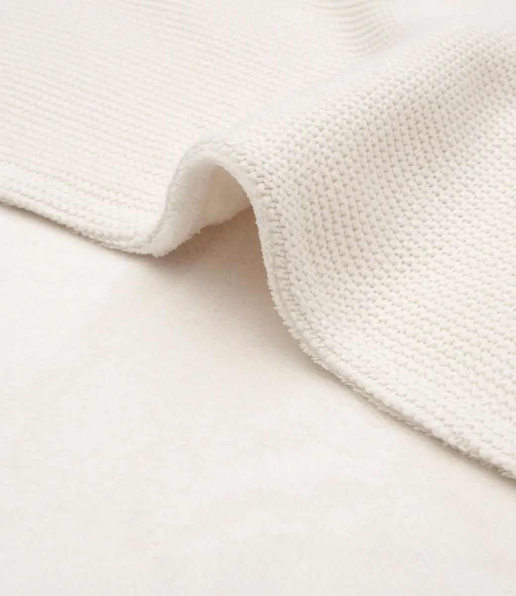 Winter deken incl. naam borduren // fleece basic knit - Ivory Jollein