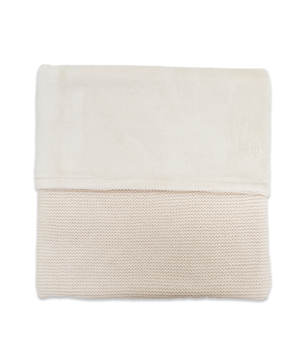 Winter deken incl. naam borduren // fleece basic knit - Oatmeal