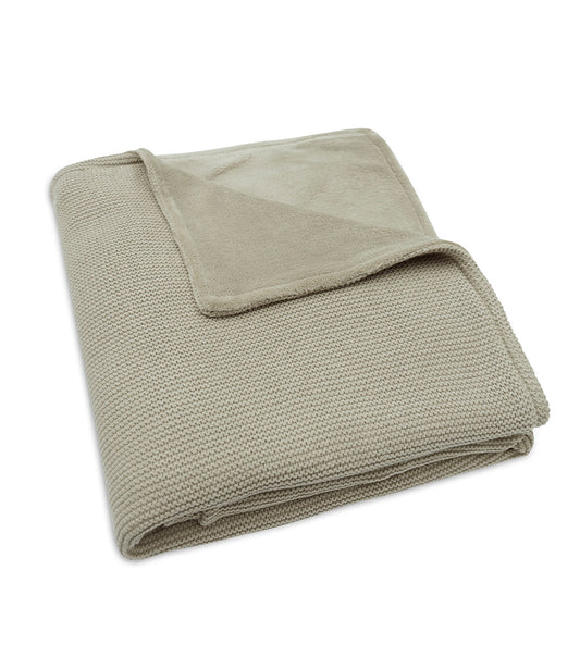 Winterdeken incl. naam borduren // fleece basic knit - Olive green