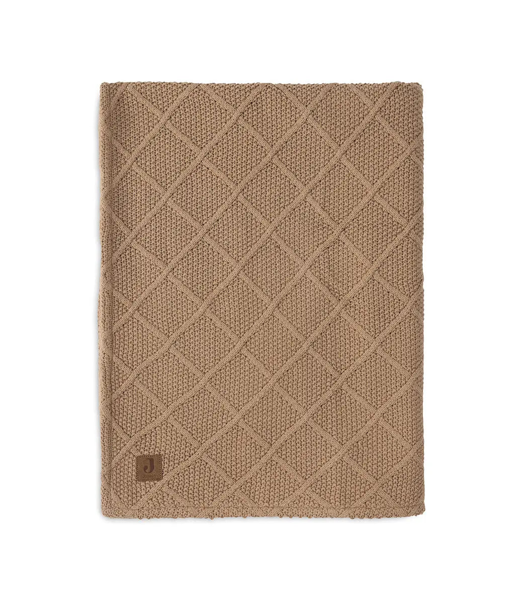 Check knit deken teddy fleece - biscuit Jollein