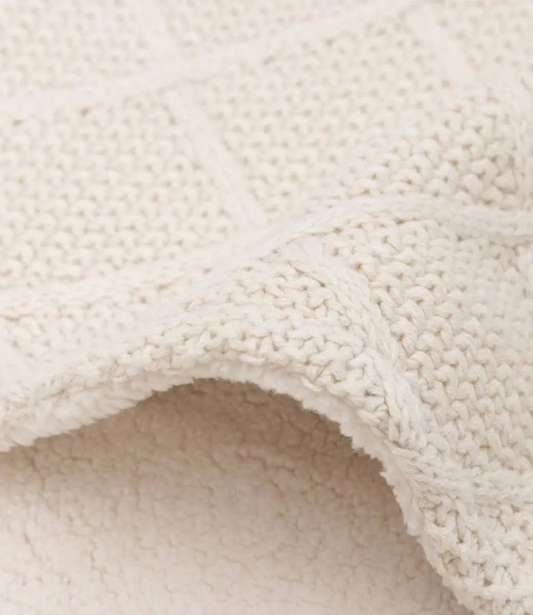 Check knit deken teddy fleece - oatmeal Jollein