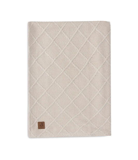 Check knit deken teddy fleece - oatmeal Jollein