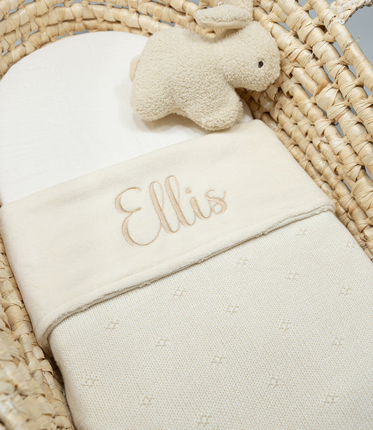 Winterdeken Cosy knit - ivory/velvet