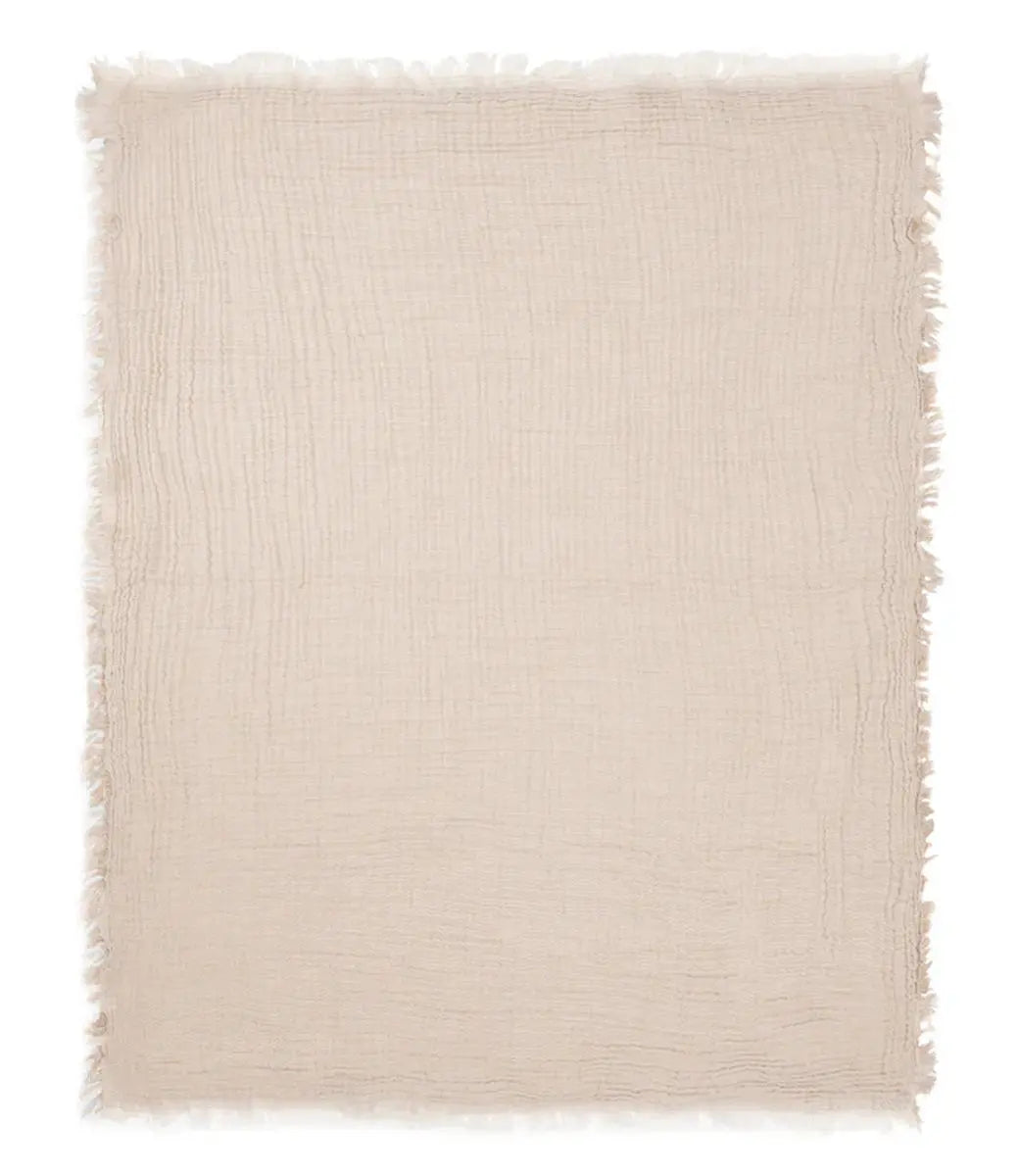 Zomerdeken muslin fringe stripe // biscuit-ivory Jollein