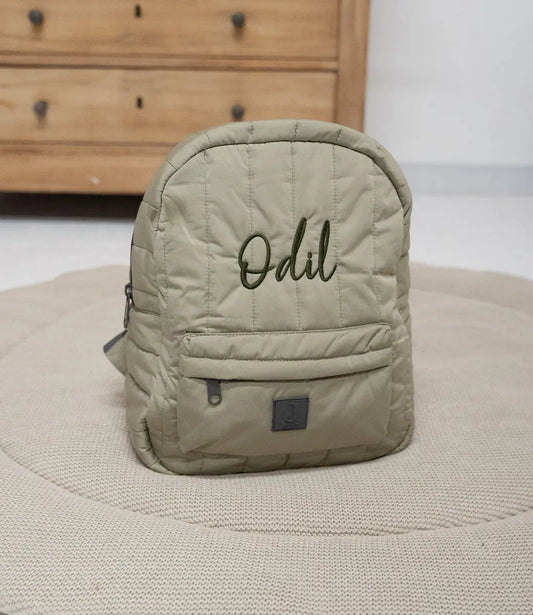 Rugtasje Puffed - Olive Green (optie: naam borduren) Jollein