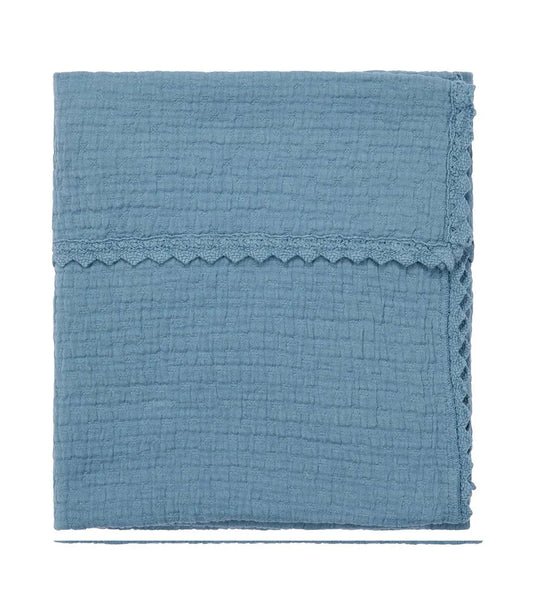 Wiegdeken incl. naam borduren // Lace elba - Bluestone Koeka