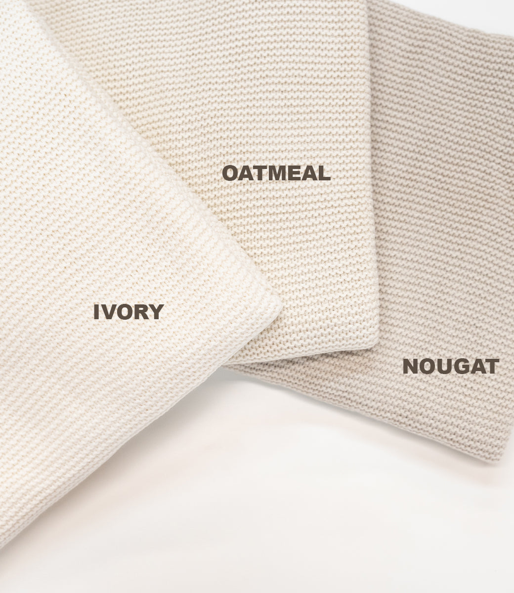 Winter deken incl. naam borduren // fleece basic knit - Oatmeal