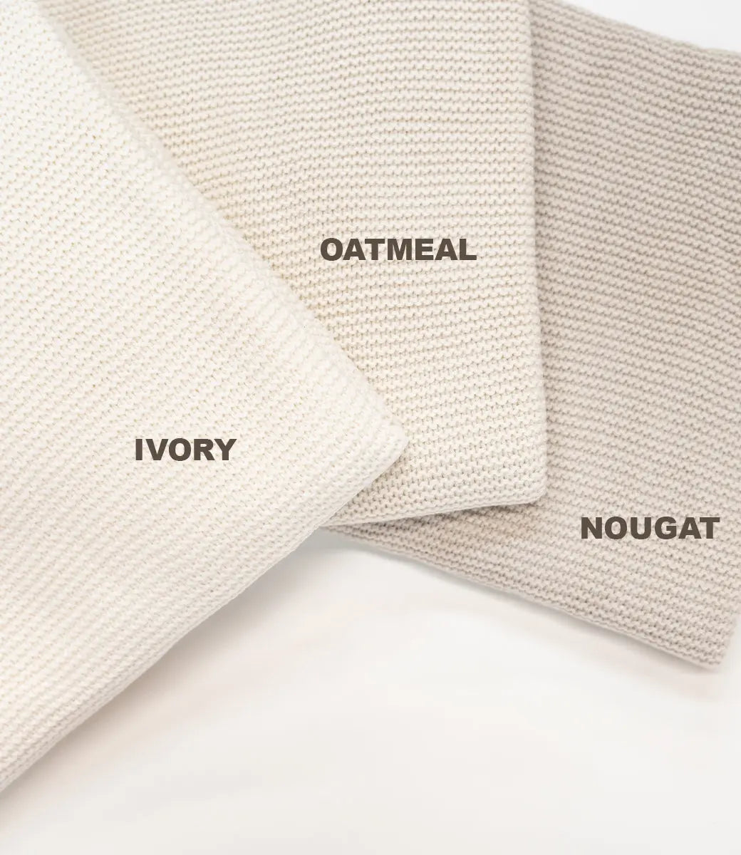 Winter deken incl. naam borduren // fleece basic knit - Oatmeal Jollein