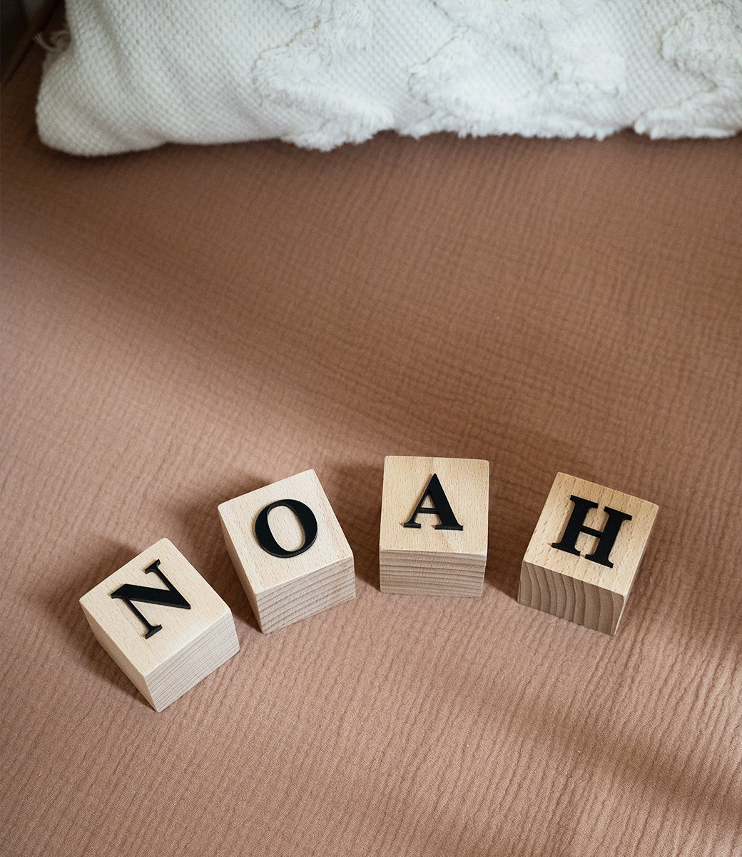 Wooden name blocks // Times 3D - black