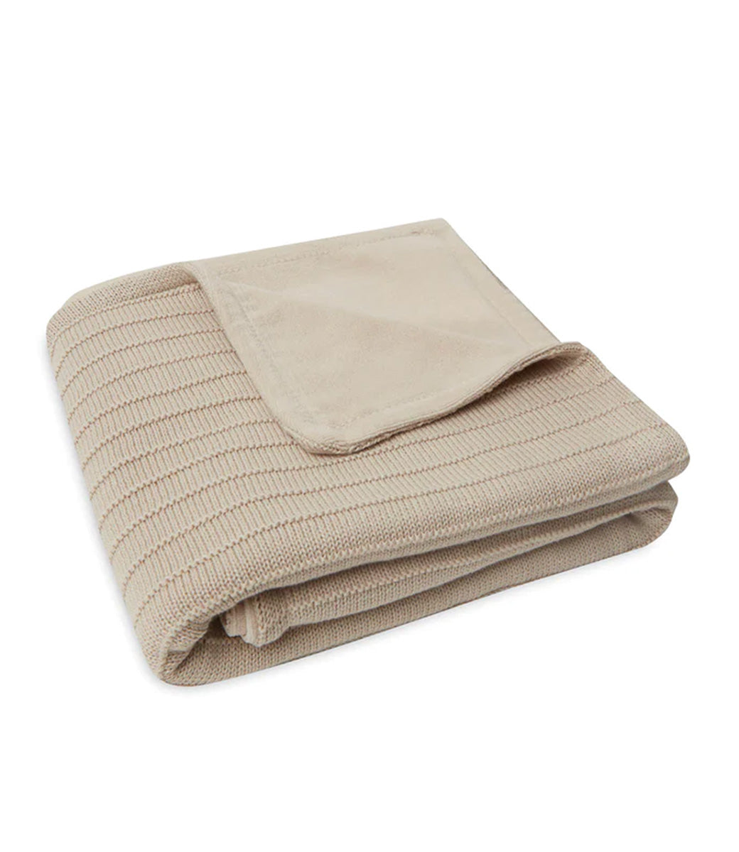 Babydeken incl. naam borduren // Velvet pure knit - nougat