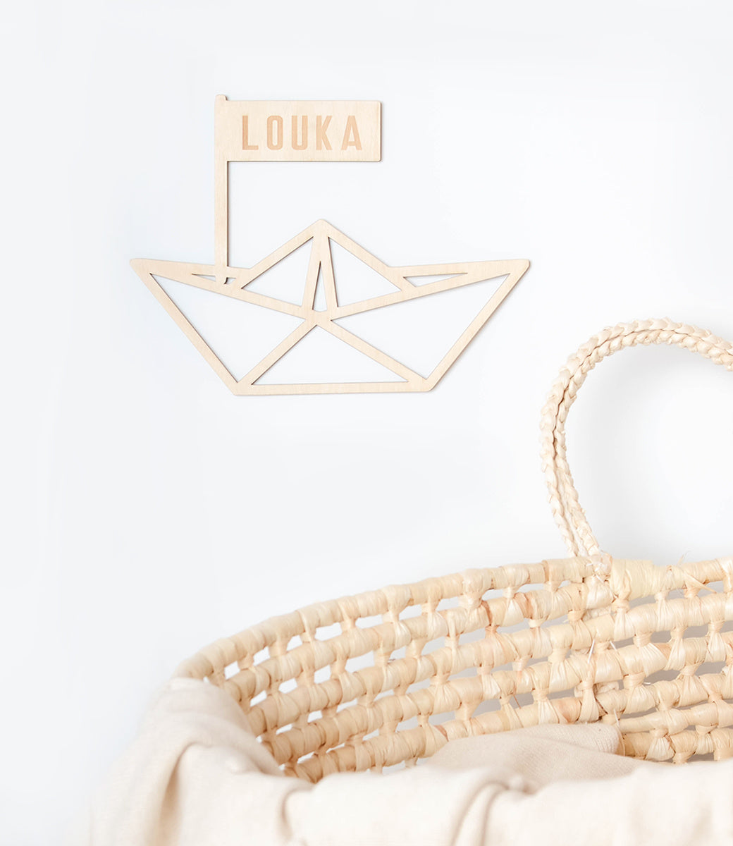 Houten naam // Origami bootje