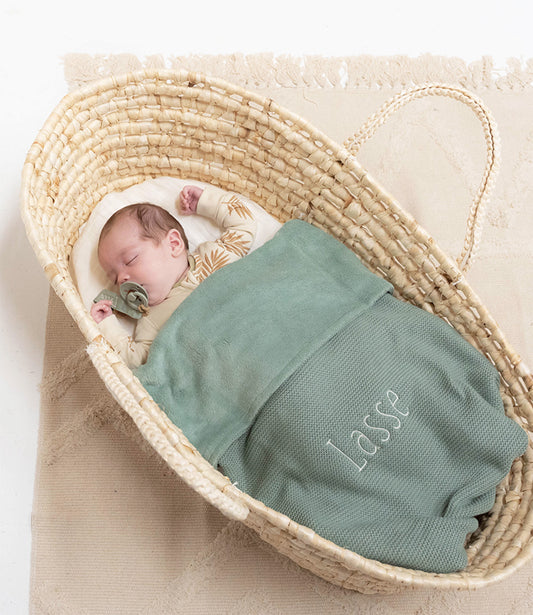 Winter deken incl. naam borduren // fleece basic knit - Forest green