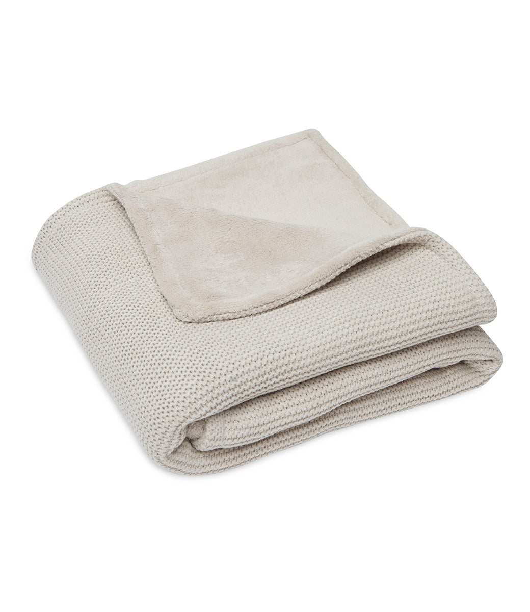 Winter deken incl. naam borduren // fleece basic knit - Nougat