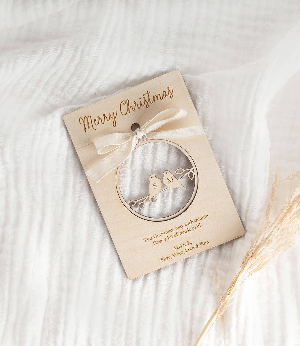 Christmas card with pendant // Lovebirds