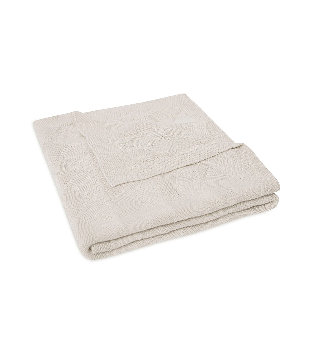 Deken geborduurd // Shell knit - Nougat (GOTS)