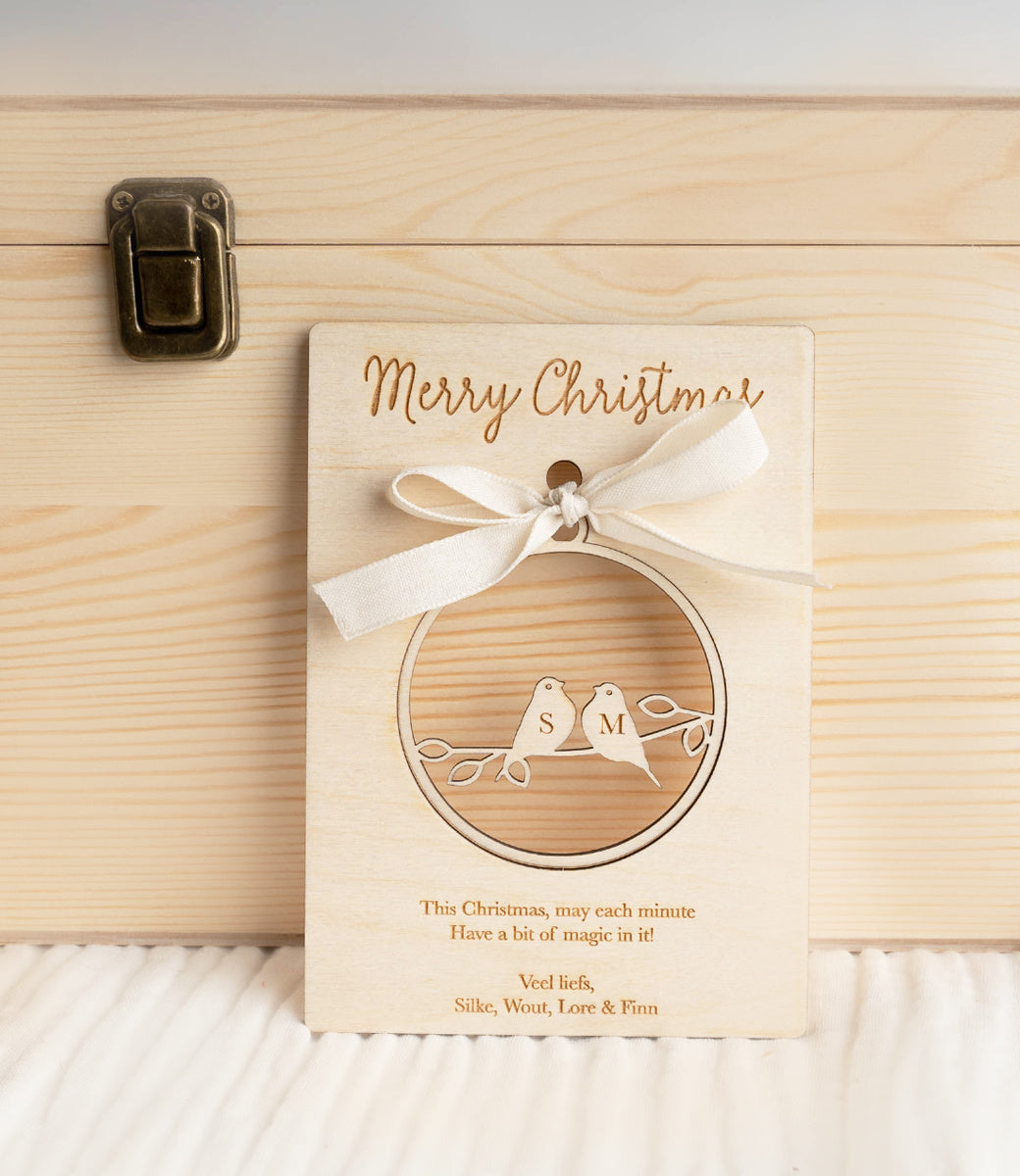 Christmas card with pendant // Lovebirds