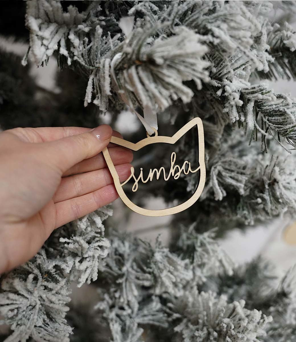Christmas pendant // Cat - with name
