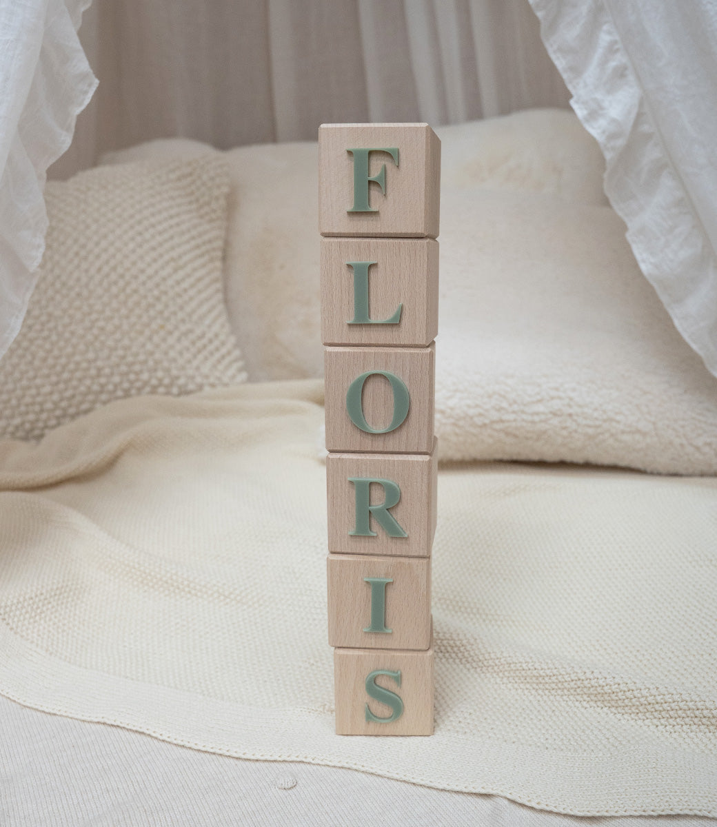 Wooden name blocks // Times 3D - olive