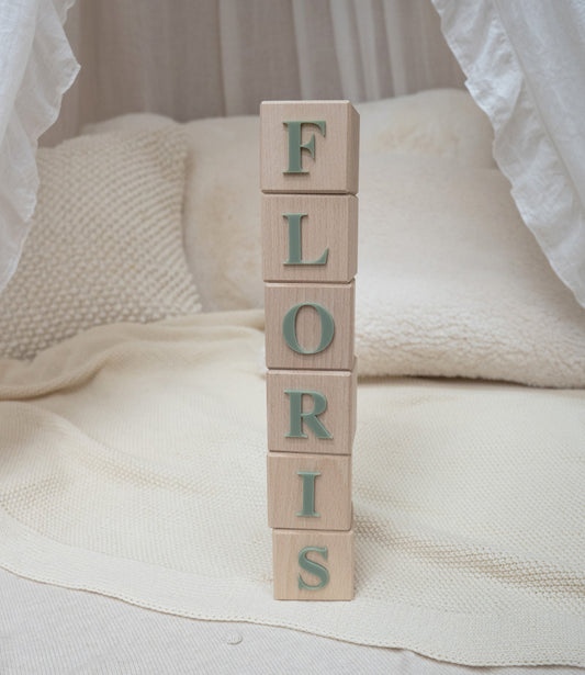 Wooden name blocks // Times 3D - olive