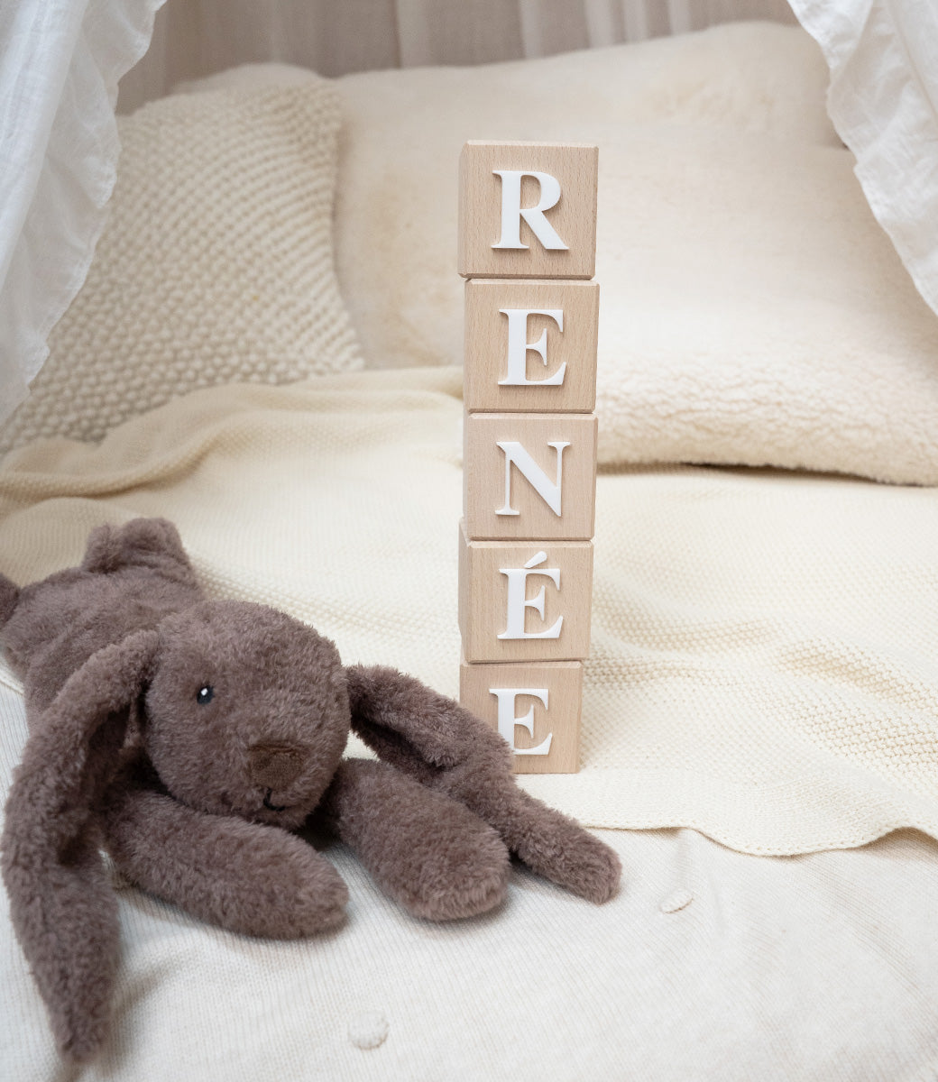 Wooden name blocks // Times 3D - white