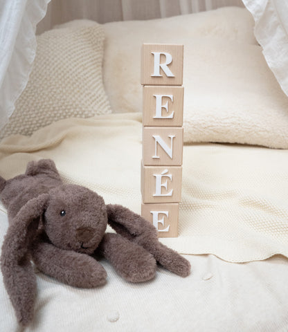 Wooden name blocks // Times 3D - white