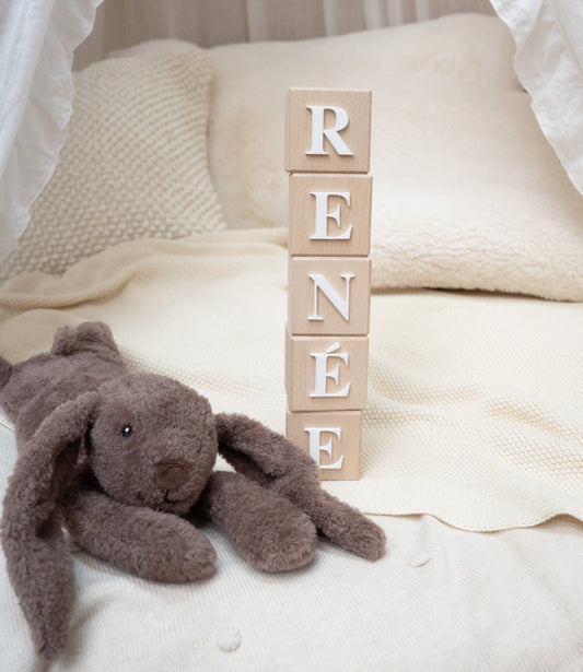 Wooden name blocks // Times 3D - white