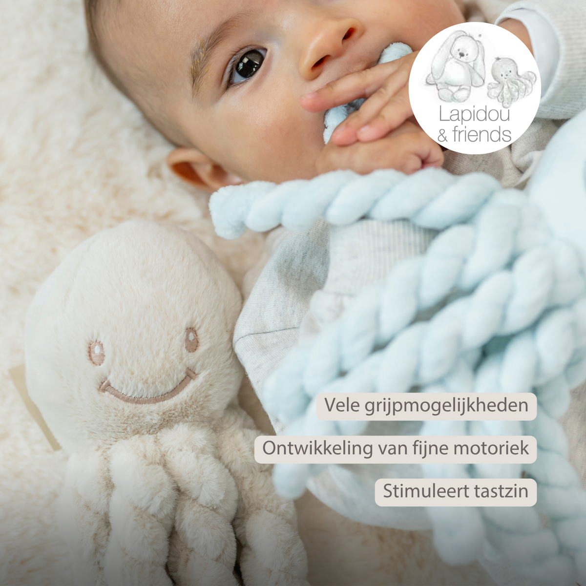 Lapidou Doudou Knuffel Octopus - Zand