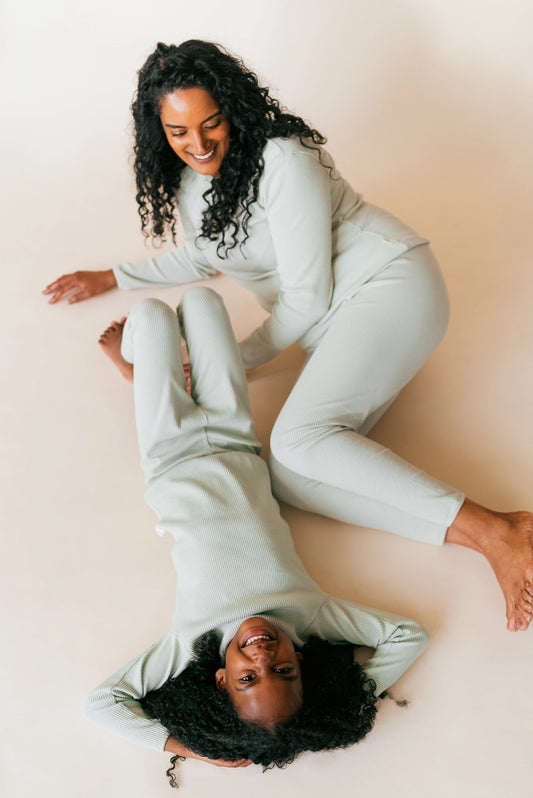 Rib pyjama // Sage