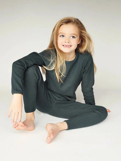 Rib pyjama // Pine green World of Mina