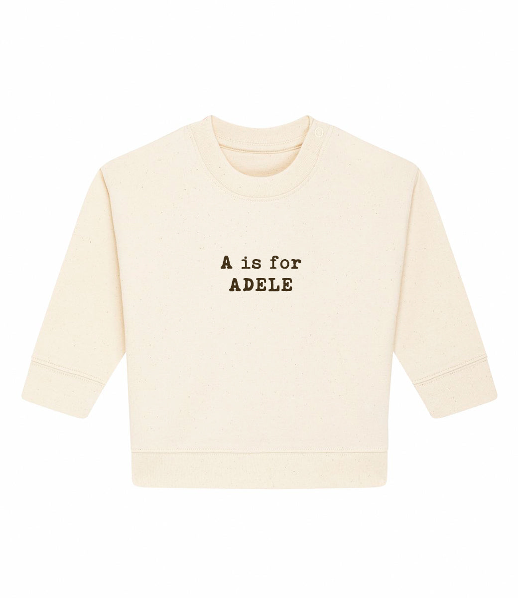 Baby naamsweater // typewriter