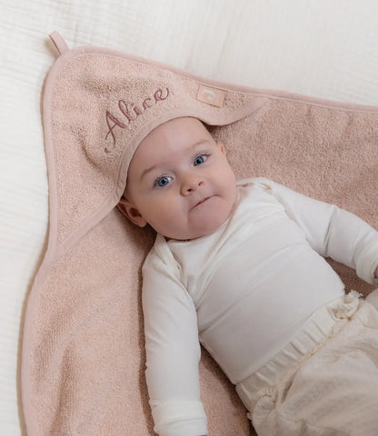 Badcape 75x75cm badstof geborduurd // Wild rose Jollein