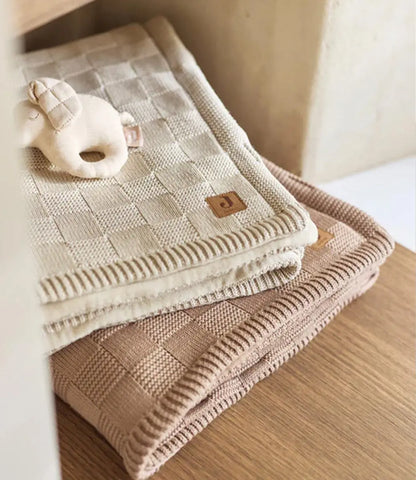 Winter babydeken //  Box knit - warm sand/velvet Jollein