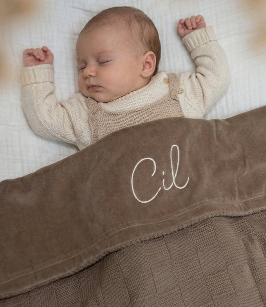 Winter babydeken //  Box knit - milky coffee/velvet