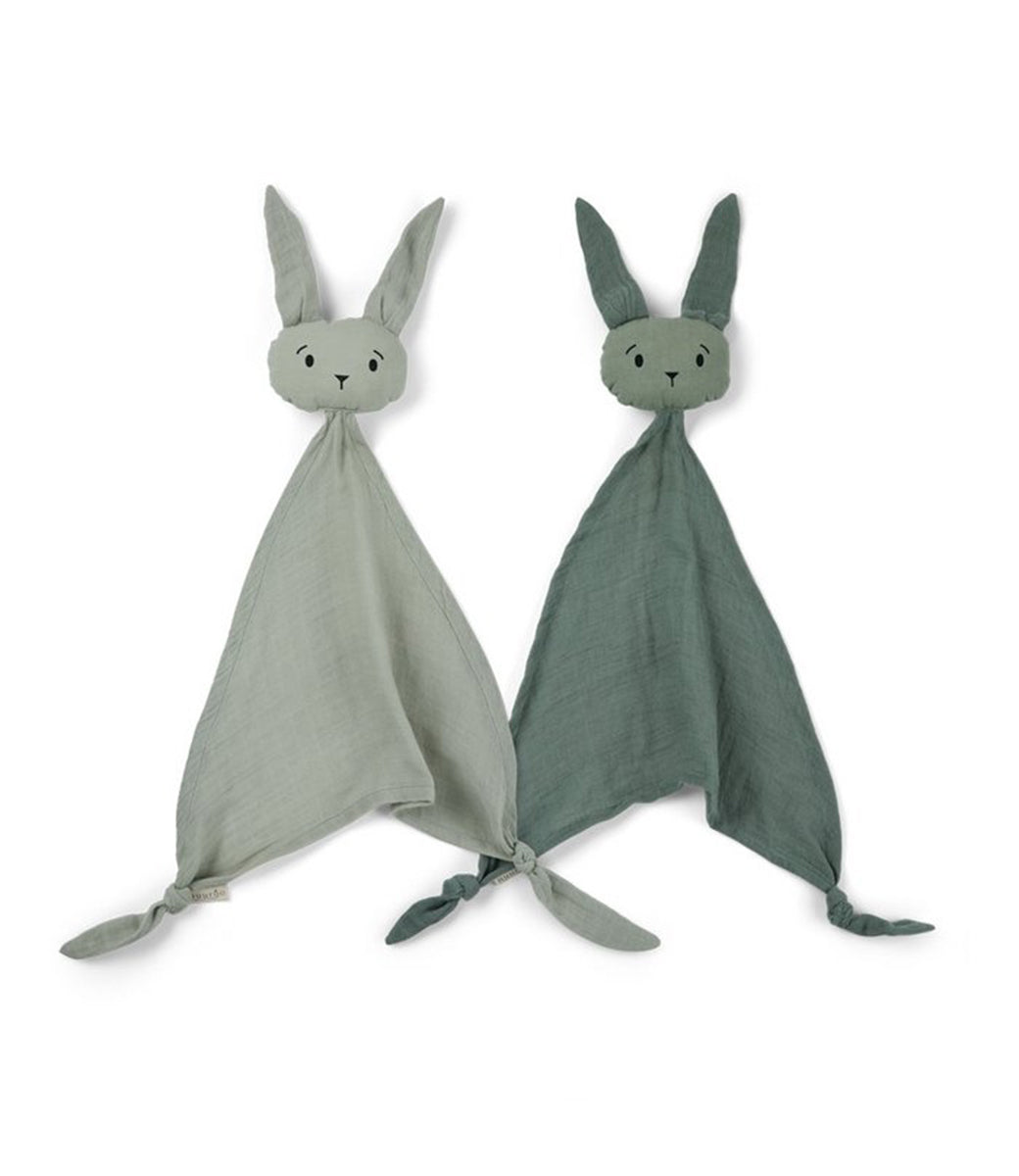 Knuffeldoekjes konijn // groen - set van 2
