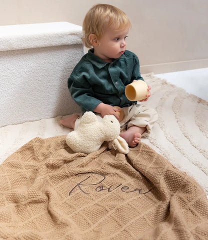 Check knit deken - biscuit Jollein