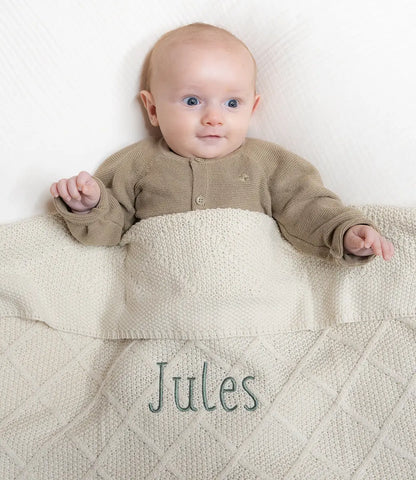 Check knit deken - oatmeal Jollein