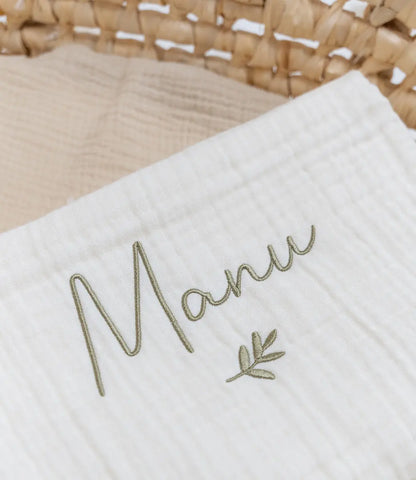 Deken incl. naam borduren // Muslin fringe - Ivory Jollein