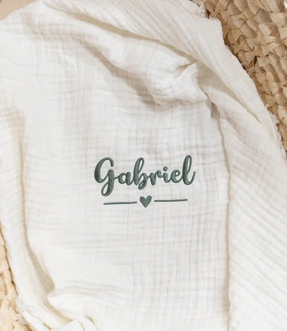 Deken incl. naam borduren // Muslin fringe - Ivory Jollein